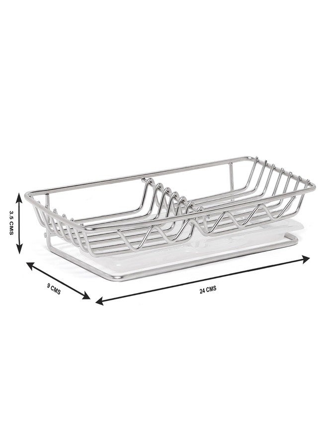 Xacton Stainless Steel Double Soap Holder with Drain Tray I Square Shape Self Adhesive Wall Mounting Soap Dish I Anti Rust Stand for Bathroom Accessories Kitchen Sink - 24 x 9 x 4.5 CM - Image 2